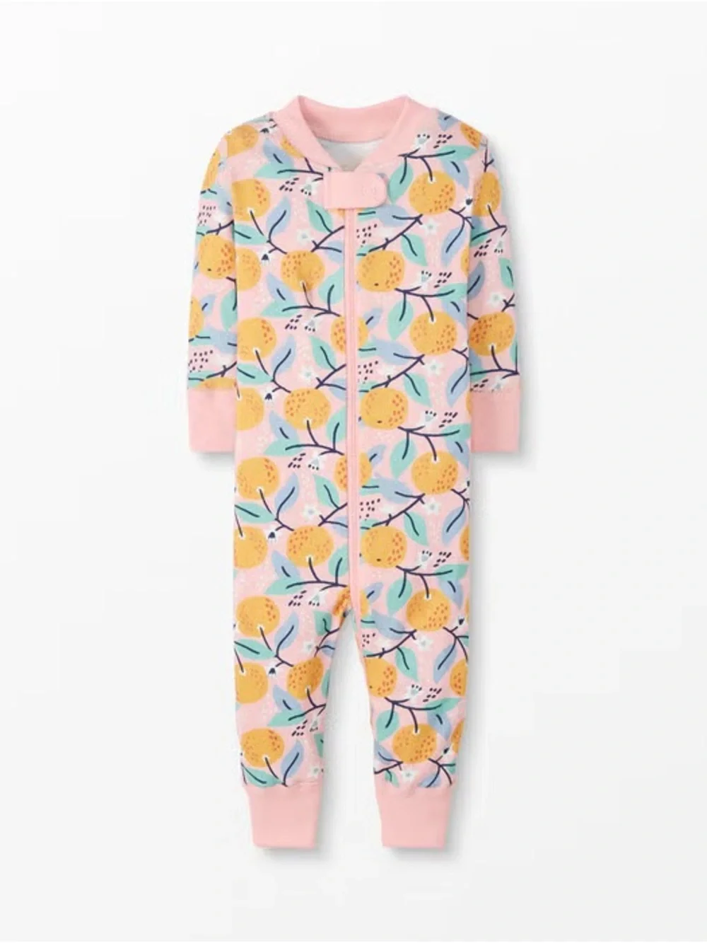 Hanna Andersson Pink Citrus-Print Footed One-Piece